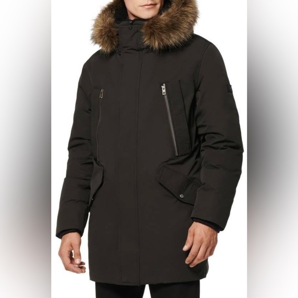 ANDREW MARC Ventura Lamb Fur-Lined & Faux Fur-Trimmed Parka in Black Men’s Sz S - Picture 2 of 16